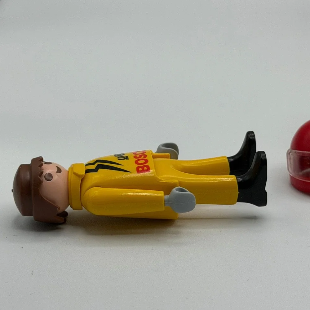 Vintage Playmobil 3930 Formula 1 Yellow Race Car 3 Driver ADAC Uvex Bosch F1